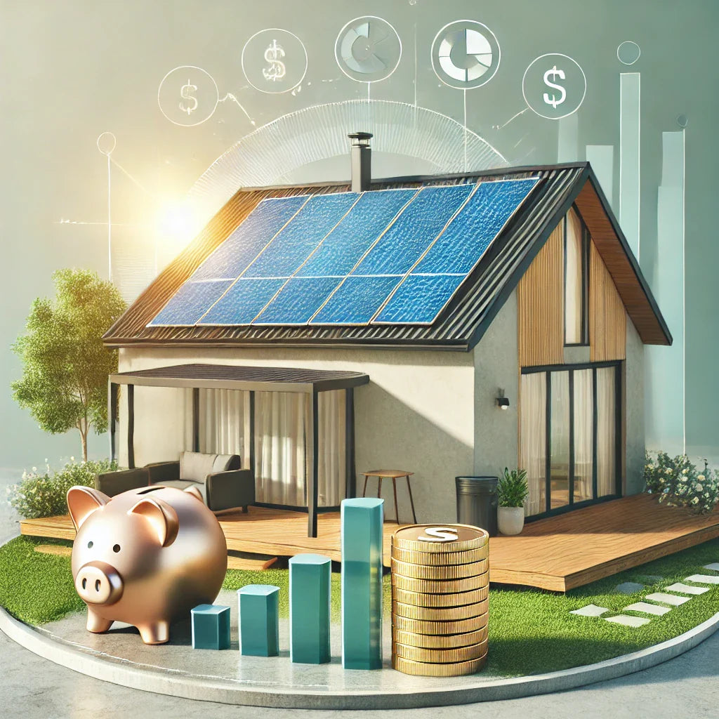Haus mit Solaranlage auf dem Dach